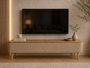 Hanah Home Sarven Soporte para TV Beige con Otomano